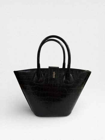 Ness Croco Oval Çanta Siyah