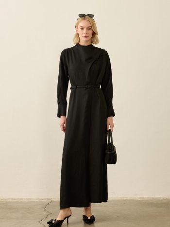 Olivia Off-Shoulder Ruffled Elegant Dress BLACK