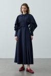 Pelerin Detaylı Elbise Lacivert