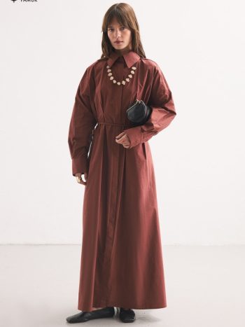 Cinnamon Shirt Dress with Pleat Detail