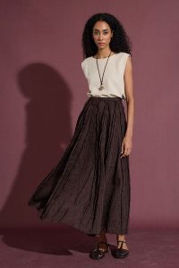 Tulle Skirt with Visible Stitching in Bitter Coffee