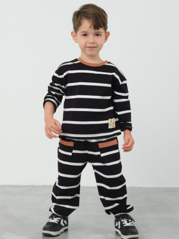 Ribbed Striped Set in Black and White
