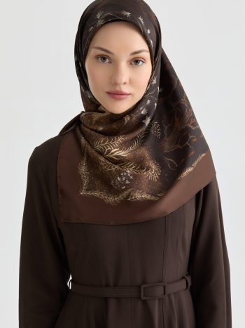 Aden Sura Silk Scarf - Coffee
