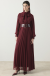 Soley Chiffon Dress with Skirt - Burgundy
