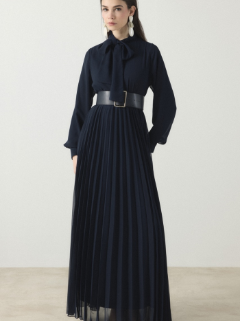 Soley Chiffon Skirt Dress - Navy Blue