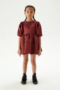 Tyess Girls' Burgundy Glitter Dress