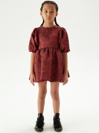 Tyess Girls' Burgundy Glitter Dress