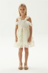 Tyess Girls' Ecru Tulle Evening Dress