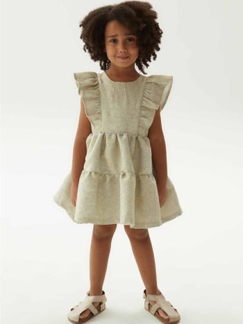 Tyess Girls' Gold Bow Evening Dress