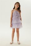 Tyess Girls' Lilac Strapless Dress with Bow