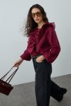 Bordeaux Ruffle Lyocell Blouse