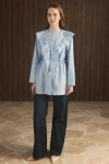 Dacron Shirt with Collar Embroidery - Baby Blue