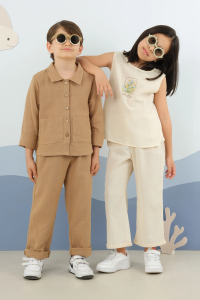 Yakalı Müslin Takım Camel