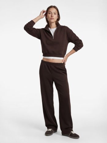 Polo Collar Long Sleeve Zippered Oversize Sport Sweatshirt