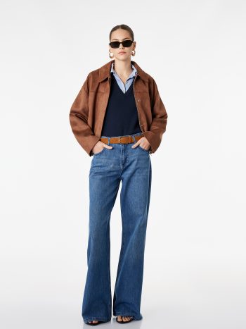 Mid-Rise Cotton Pocketed Belted Spanish Flare Jean Pants - Flare Jeans