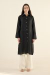 100% Linen Patchwork Tunic in Black