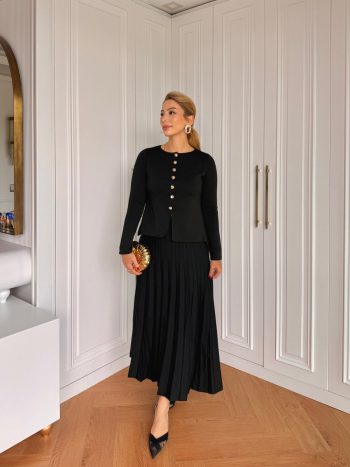 Huri Skirt Suit in Black