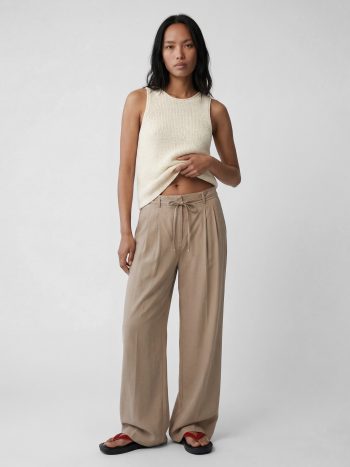 Modal Fabric Wide-Leg Palazzo Pants with Drawstring Waist