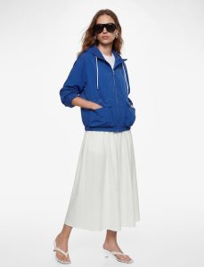 Viscose Fabric Belt Detail Flared Midi Skirt