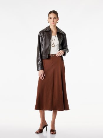 Standard Waist Midi Flared Skirt with Belt
