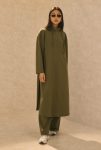 Hooded Long Sweatshirt in Khaki