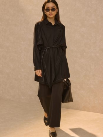 Shirt With Wide Panel Design Black