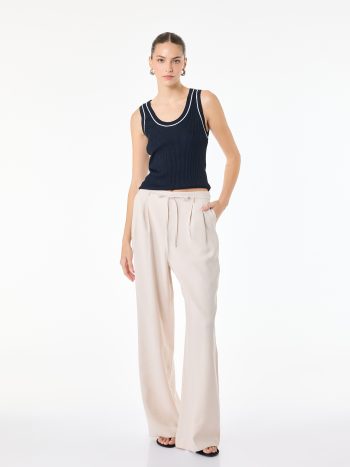 Modal Fabric Wide Leg Palazzo Pants with Drawstring Waist