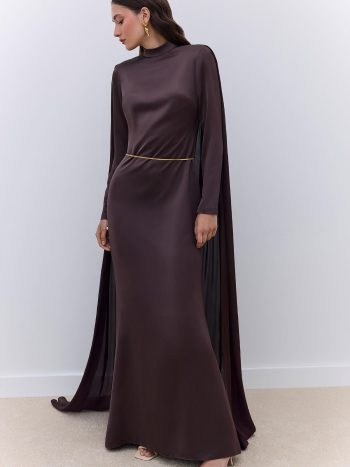 Cape Evening Dress in Brown