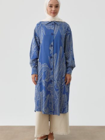 Leaf Pattern Tunic - Indigo