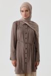 Coffee Ruffle-Gathered Tunic