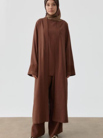 Embroidered Kimono Set - Bitter Coffee