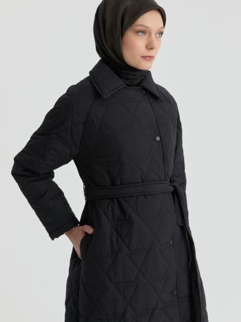 Notched Collar Coat - Black