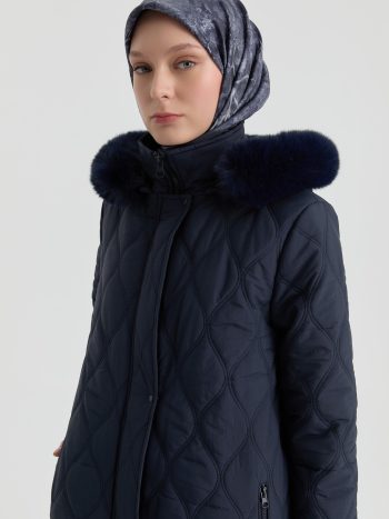 Hooded Coat - Navy Blue