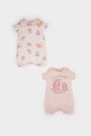2-Pack Dinosaur Print Jersey Short-Sleeved Romper Set for Newborn Baby Girls