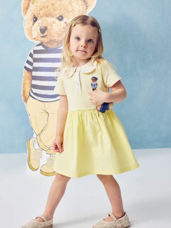 Bear Print Dress for Baby Girls