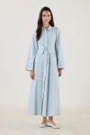 All-Over Detailed 100% Cotton Dress in Ice Blue