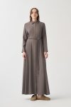 Antrasit-Kemer Detaylı Elbise
