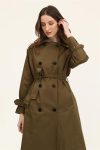 Olive Green Lined Trench Coat