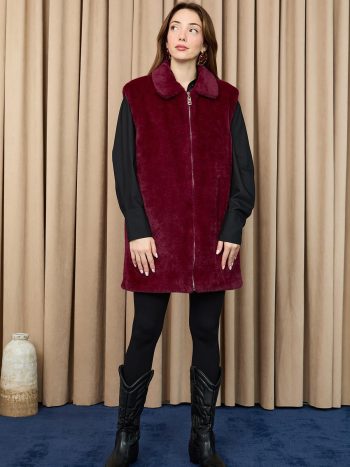 Women's Zippered Fleece Vest - 15238YLK - DAMSON