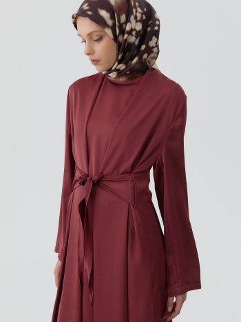Belted Dress Suit - Burgundy