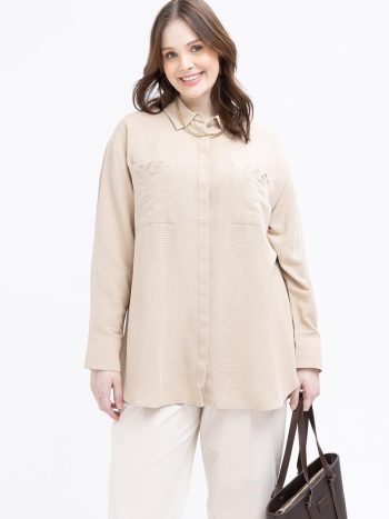 Beige-Embroidered Shirt Tunic
