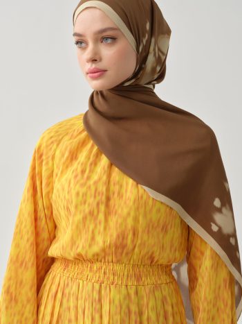 فستان بكسرات وخصر مطاطي - أصفر