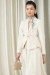 Waist-Fitted Jacket Skirt Set - Beige