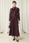 Waist-Fitted Jacket Skirt Set - Burgundy