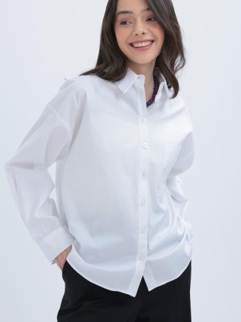 White Pocketed Poplin Shirt