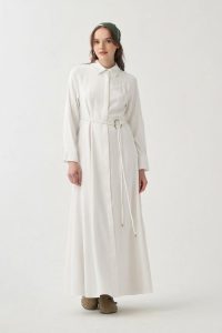 White Belt Detail Dress