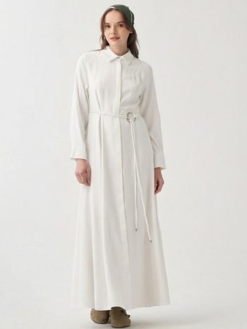 White Belt Detail Dress
