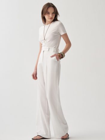 بنطلون بالازو كتان أبيض