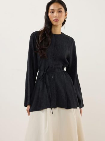 Black Thick Bicycle Collar Shirt