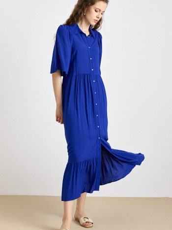 Gathered Detail Half Sleeve Soft Dress SAKS 9418-E